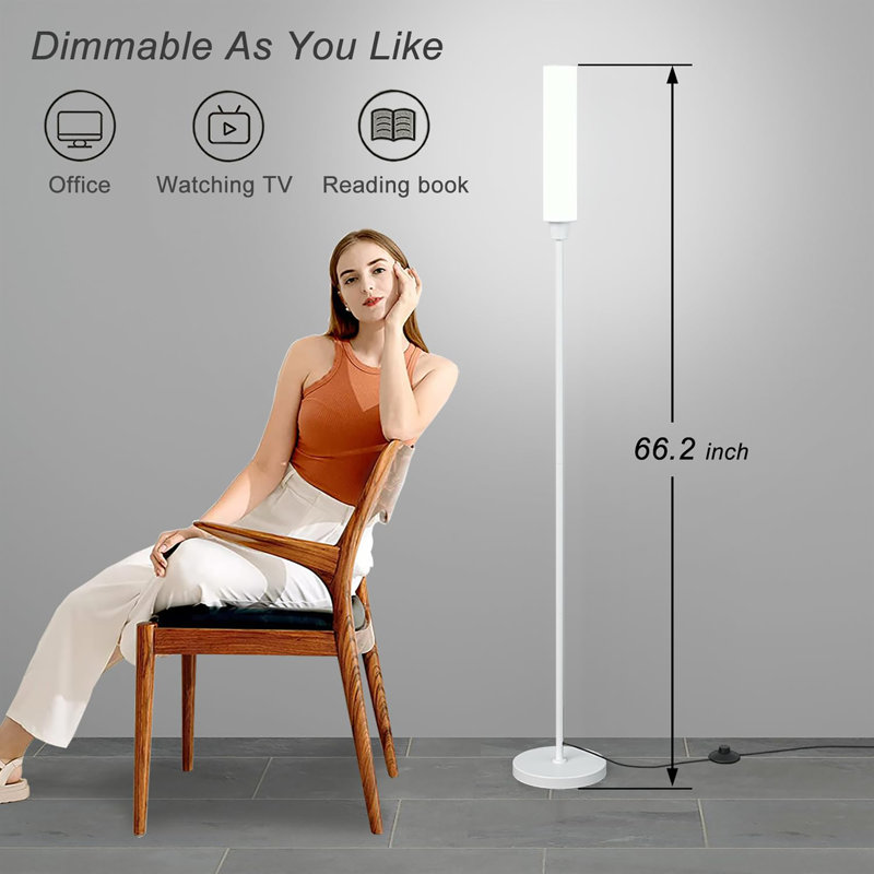 66" Floor Lamp with Remote Control, White