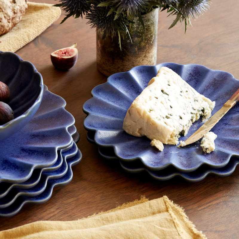 Dhalia Stoneware Salad/Dessert Plate, Blue