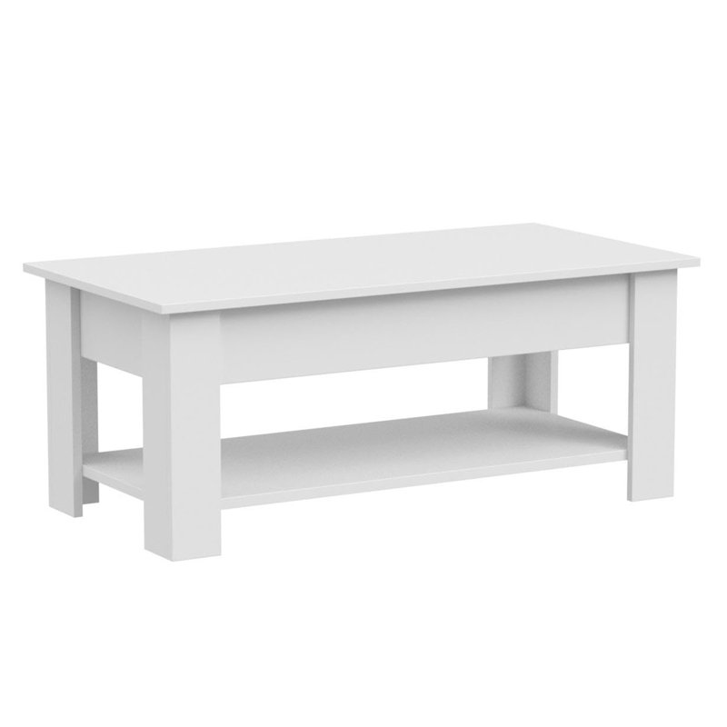 Alphy Lift Top Coffee Table with Storage, White