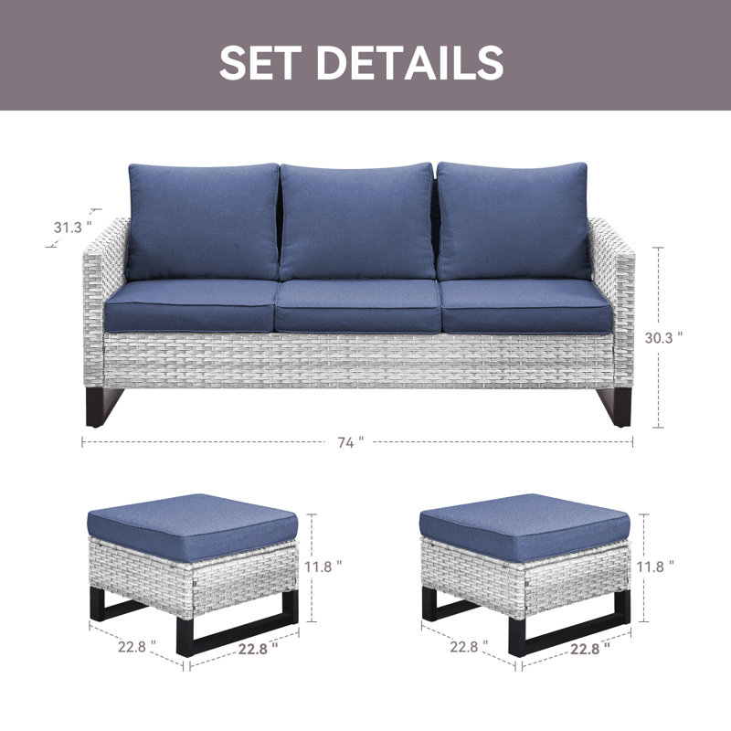 74 po de largeur, Bleu marine, Gris clair