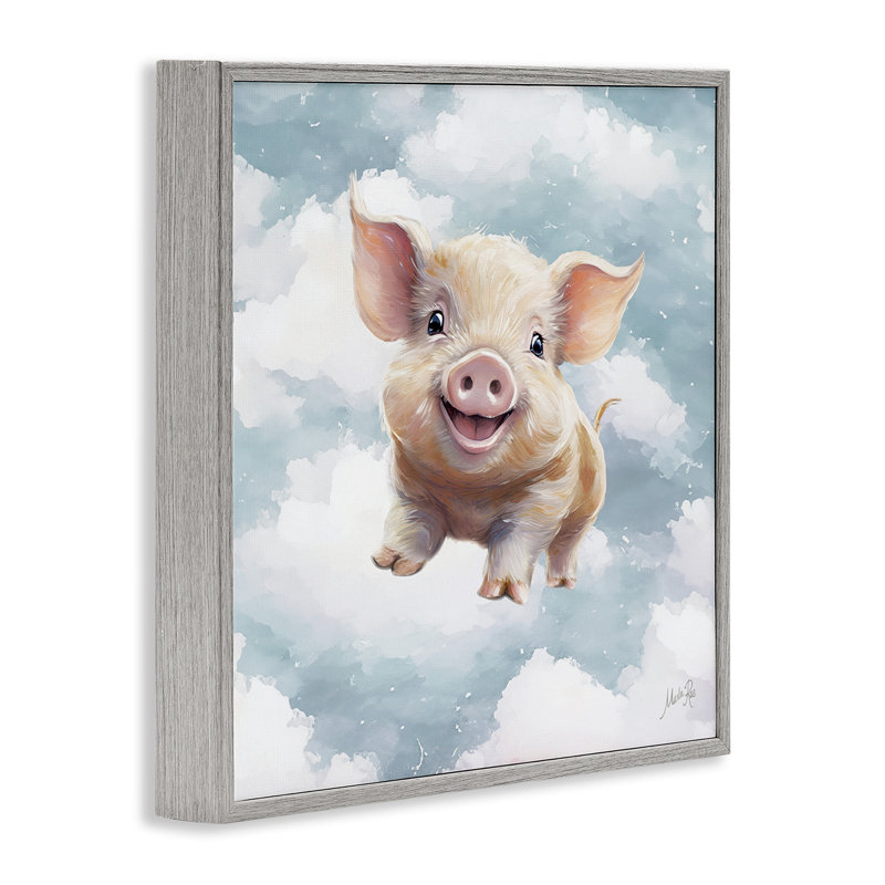 Joyeux porcelet dans les nuages, estampe numérique, design par Marla Rae, Estampe numérique Farmhouse, H 17 po x l 17 po