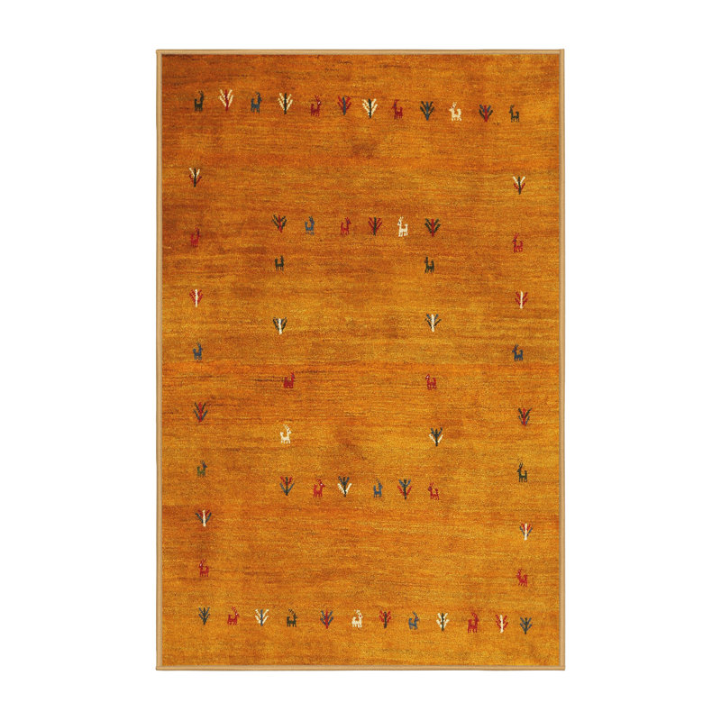 Tapis contemporain jaune, Rectangle 7 pi x 10 pi