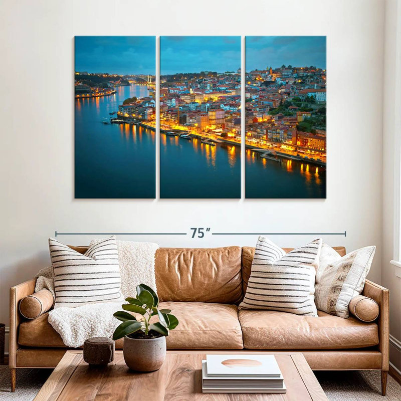 Lumières du port de Porto, H 42 po x l 65 po