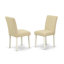 L'ensemble de mobilier de salle à manger 5 pièces comprend une table de salle à manger rectangulaire avec Dropleaf et 4 chaises rembourrées en tissu beige clair, 36 x 54 pouces, blanc lin-1370754046-1370754047-1370754040