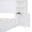 Grand lit en bois avec armoire tout-en-un, tablette et prises, blanc-2036645119