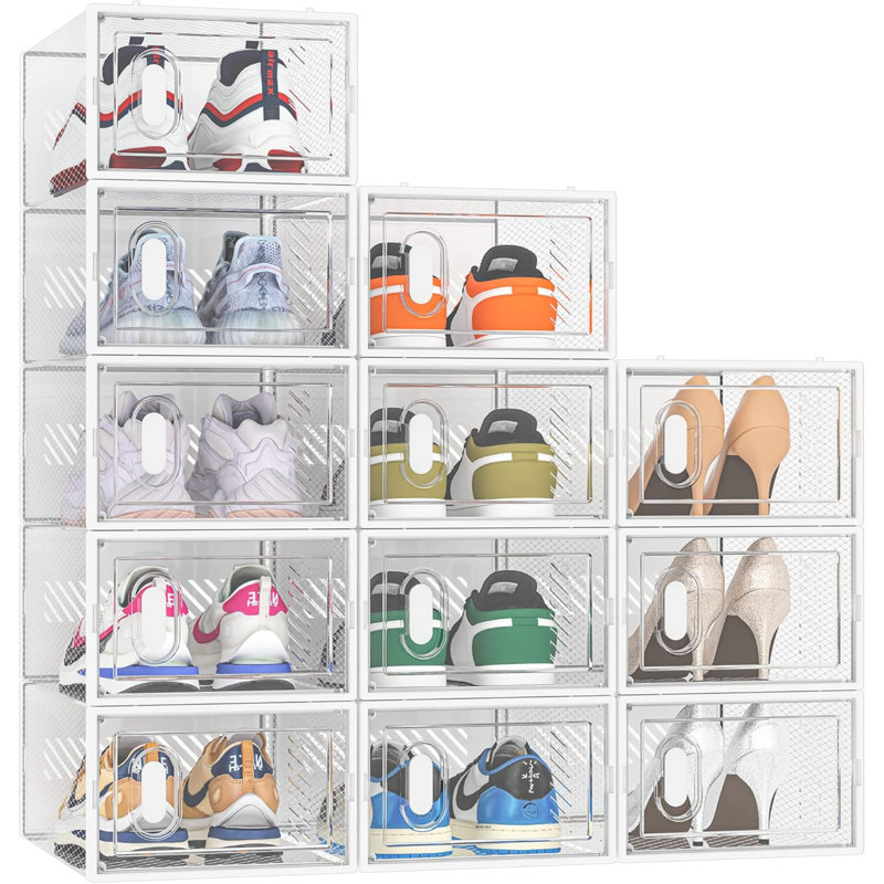 Shoe Box,12 Pcs Shoe Storage Boxes Clear Plastic Stackable, Shoe Organizer Containers With Lids