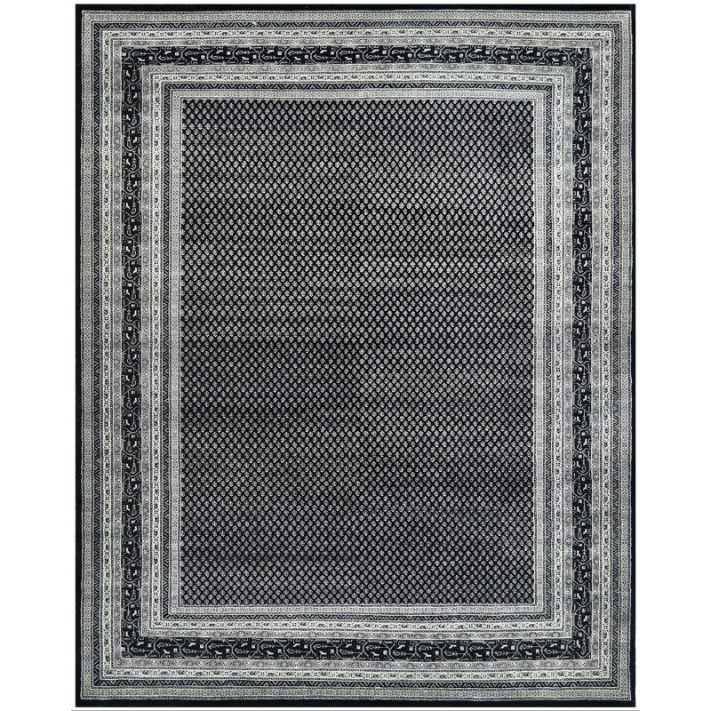 Tapis noir noué à la main de haute qualité