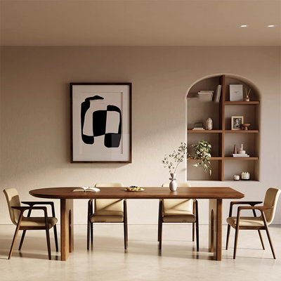 Brown Half Round Solid Dining Table For Dining Room/Kitchen