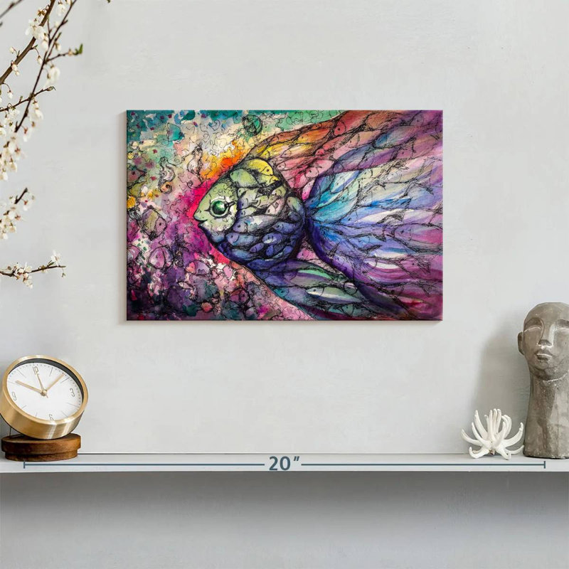 Abstract Rainbow Fish, 8" H x 12" W