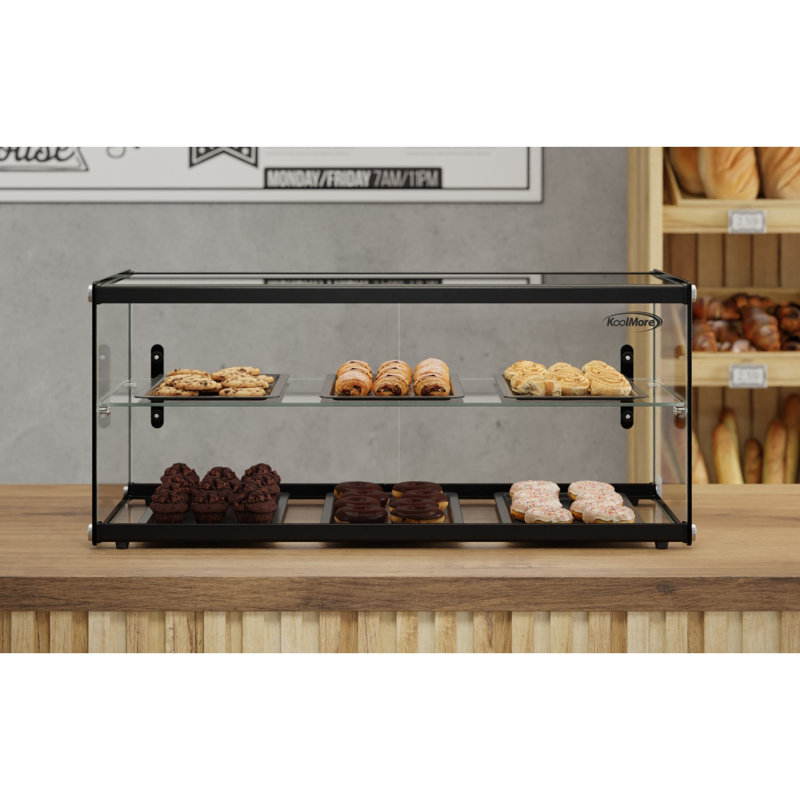 Vitrine à pâtisserie à 2 niveaux 33 pouces avec tablette et porte coulissante, 3,2 pi³ pi. Capacité, homologué ETL (km-DC-3CSBK)