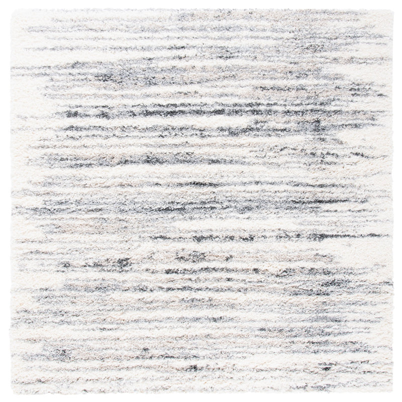Ackley Ivory/Gray Area Rug, Square 6'7"