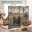Paravent rustique à 4 panneaux pliables, motif vaches des Highlands royales paissant, en toile imitation bois vieilli, séparateur de pièce autoportant, cloison de protection pour plus d'intimité-134495177-134495175