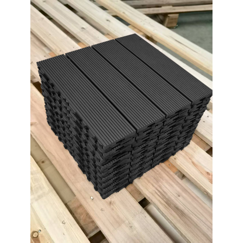 Carreaux en bois-plastique durables et emboîtables pour une utilisation intérieure et extérieure - Revêtement de sol imperméable élégant pour les patios, les balcons et plus encore