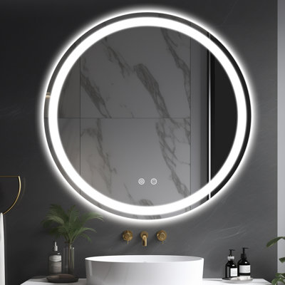 Lukehart Round LED Lighted Anti-Fog Wall Mirror 