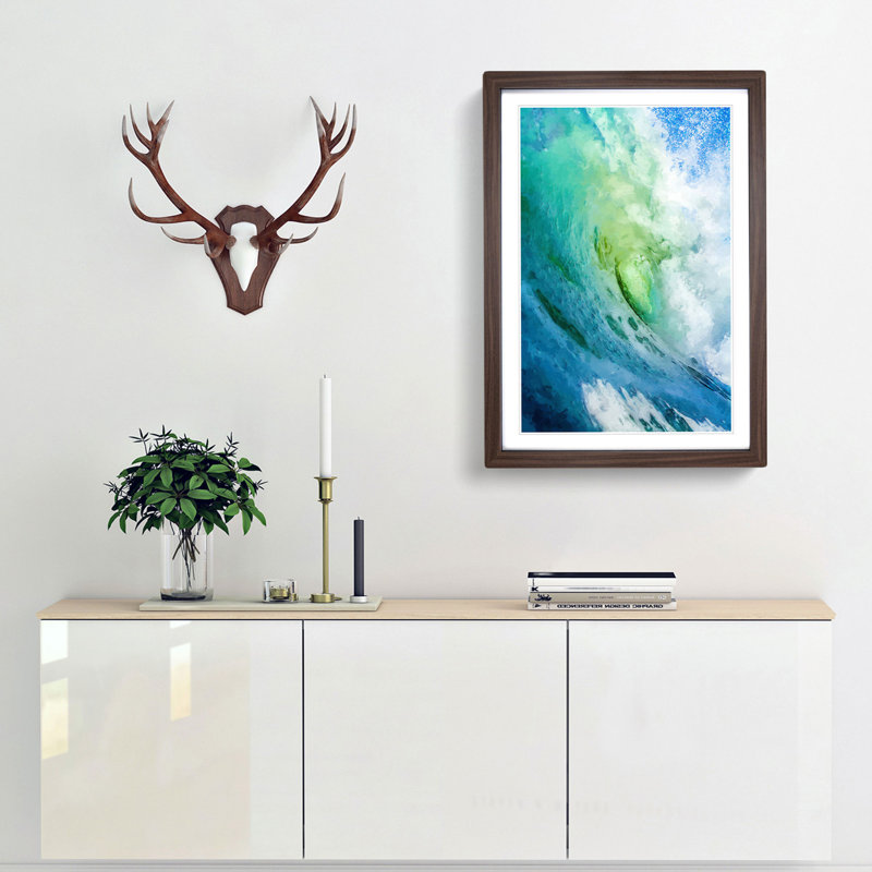 The Curl of a Wave in Abstract - Picture Frame Graphic Art Print, Walnut Framed, 65cm H x 48cm W x 2cm D