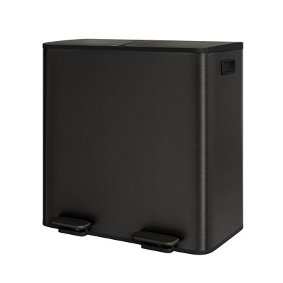 Poubelle 21 gallons double, 2 bacs de recyclage en acier inoxydable 10,6 gallons avec couvercle à fermeture douce et pédale pour la cuisine