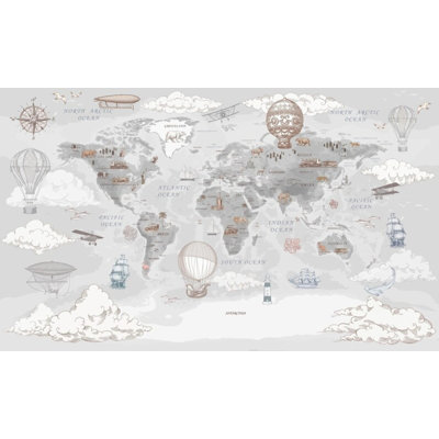 Murale neutre de carte du monde rétro