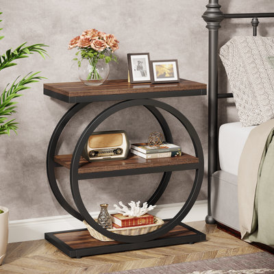 3-Tier End Table Set of 2, Industrial Sofa Couch Side Table with Storage Shelves, Small Bedside Table for Bedroom by 17 Stories