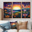 Rainbow Sunset, fleurs printanières colorées - ensemble d'art mural prairie-108317302-108317308