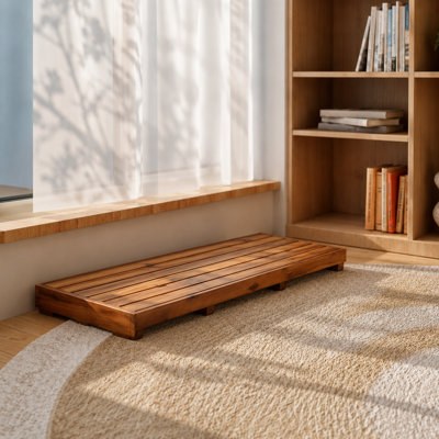 Solid Acacia Wood One Step Stool (35 inch), Step Wood with Non-Slip Pads - No Assembly Required