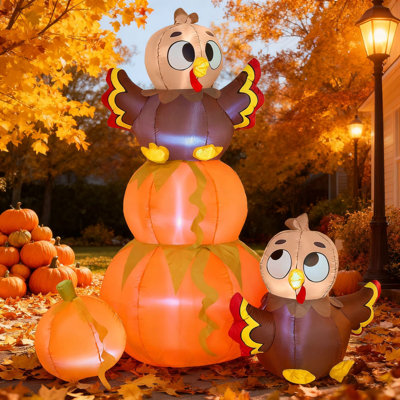 6 ft Turkey Pumpkin Stack Thanksgiving Inflatable