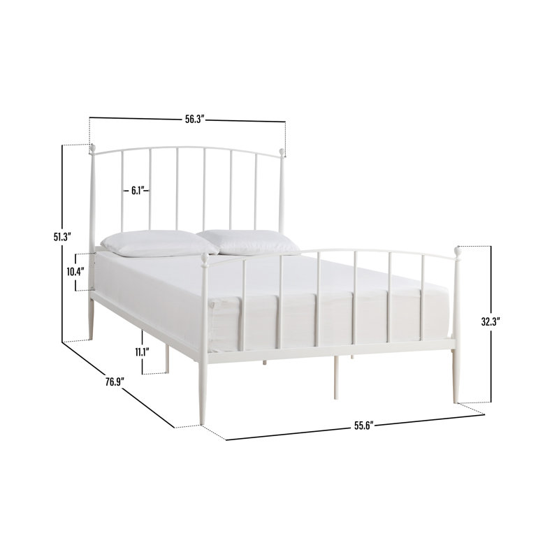 Marke Metal Slat Bed, Full/Double, White