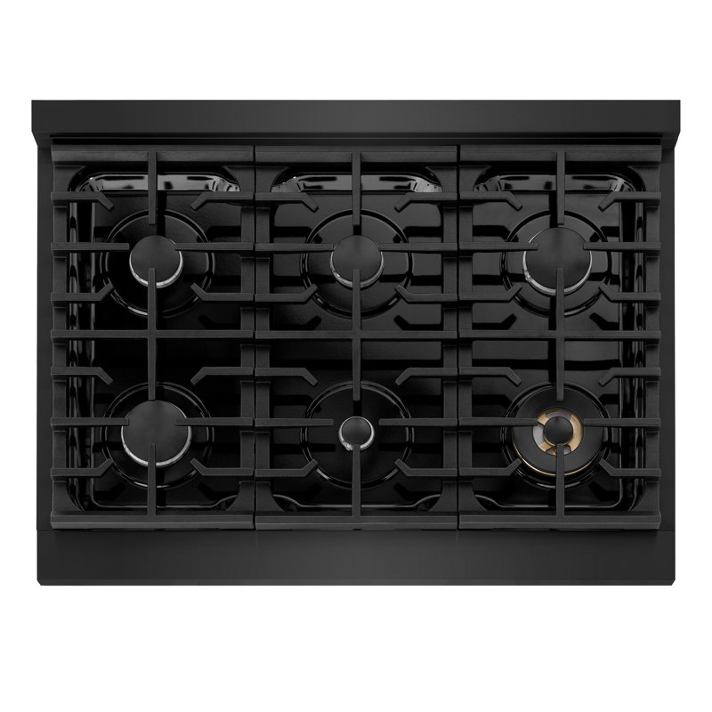 ZLINE 36 in. Paramount Gas Rangetop with 6 Burners in Black Stainless Steel