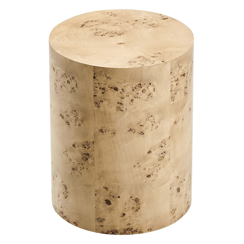 Natural Burl Wood Round Side Table, 16"