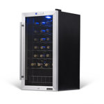 Newair 27 Bottle Wine Cooler in Stainless Steel with Removable Shelves and Safety Lock