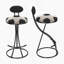 Ensemble de tabourets de bar rembourrés en forme de S, ensemble de 2 tabourets de bar en velours, tabouret rond à imprimé football pour la cuisine et le salon (structure et dossier noirs)-416380625