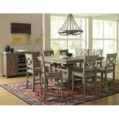 Calixta Extendable Pine Solid Wood Top Pedestal Dining Set