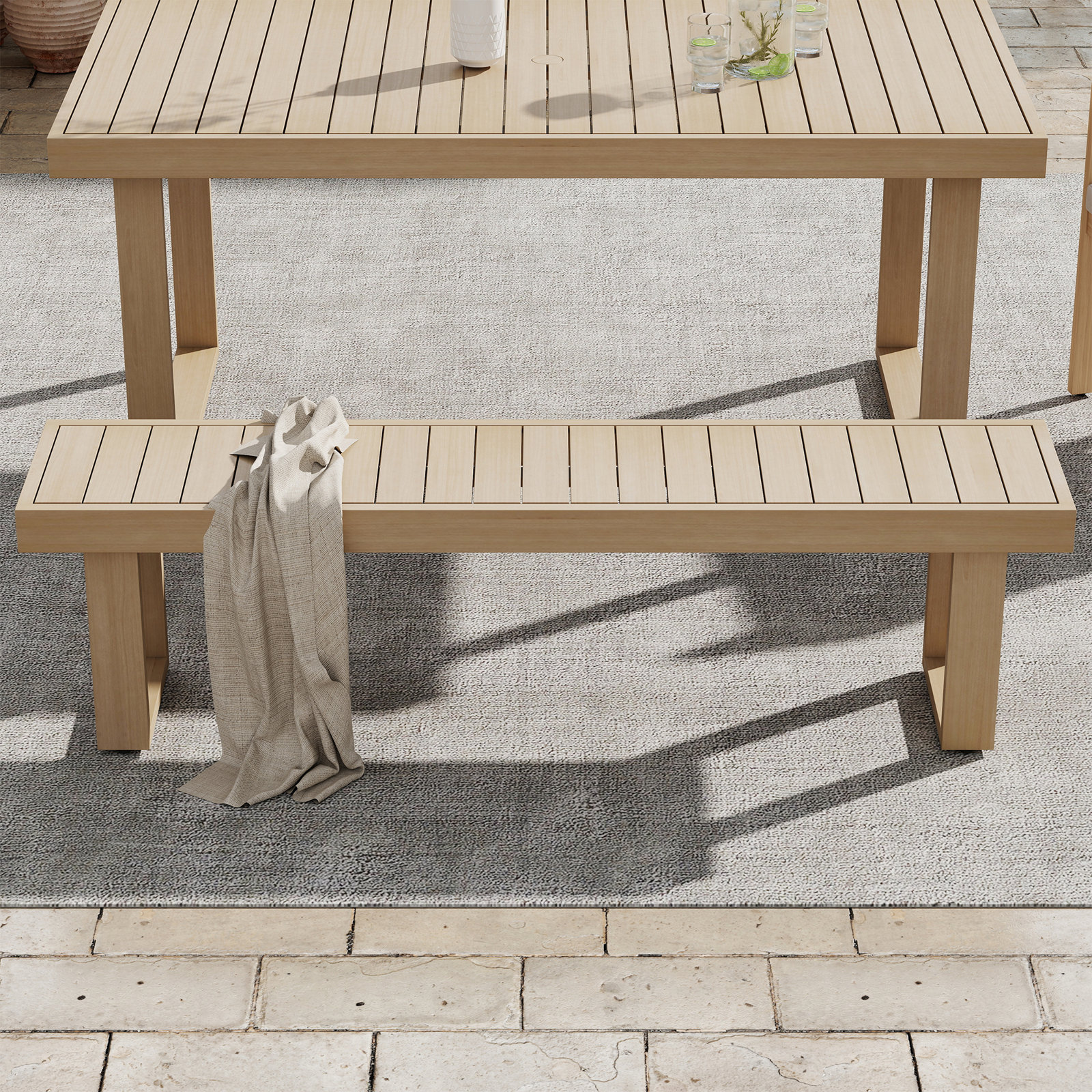 Mirella Acacia Outdoor Dining Bench