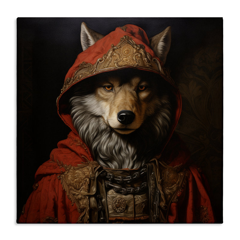 Wolf with Red Cloak Canvas Wall Art by Lazar Studio, 17" H x 17" W