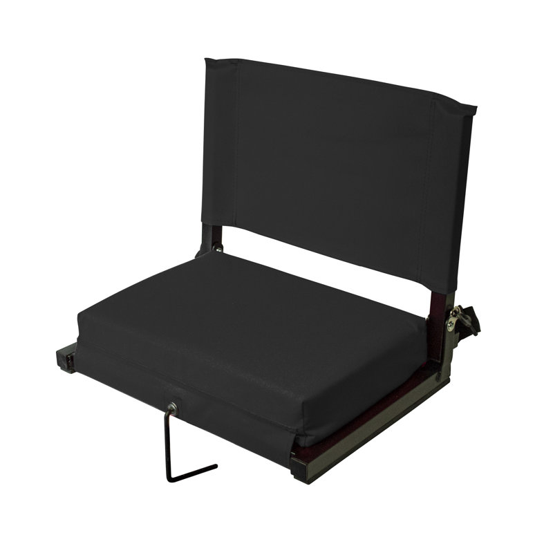 Large Black Canvas Stadium Chair with Padded Seat and Back Support
