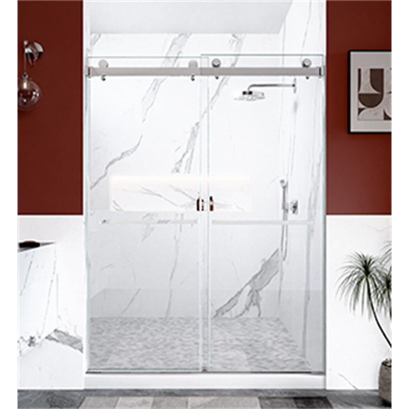 56"-60"W X 80"H Frameless Double Sliding  Shower Door, 3/8 Inches (10Mm) Thick SGCC Tempered Glass Door, Chrome, Chrome