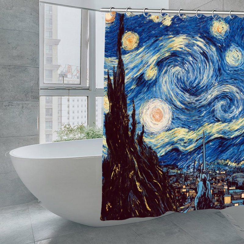 Rideaux de douche Van Gogh Starry Sky Town, 71 x 71