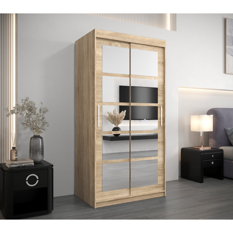 Miltiadh 2 Door Manufactured Wood Wardrobe, Sonoma Oak