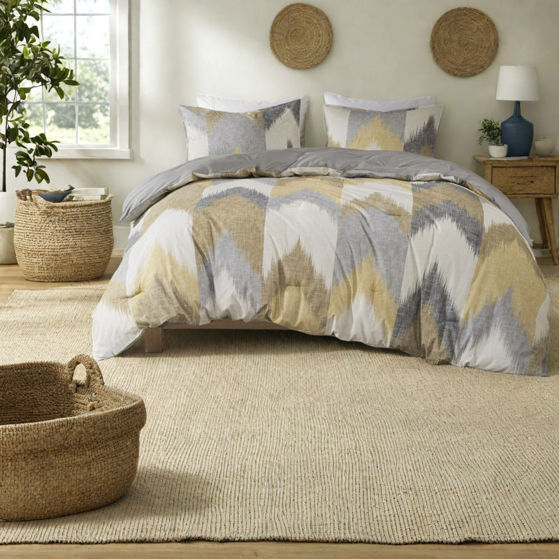 Ensemble de literie de qualité supérieure, coton hypoallergénique, style chevron moderne pour la maison