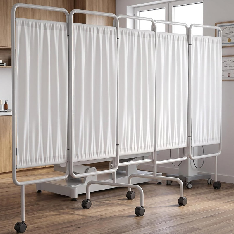 Paravent médical blanc en vinyle avec roulettes pour espaces de soins et espaces de soins