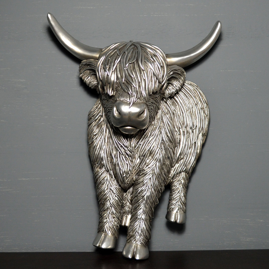 Highland Cow Silver Sculpture Statement Wall Décor