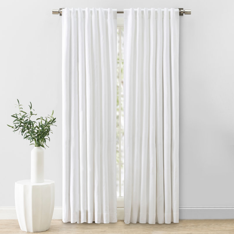 LeeRoy 100% Sustainable Cotton Blend Chevron Texture Room Darkening Thermal Triple-Lined Rod Pocket Panel, White