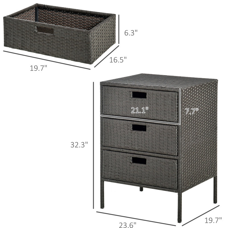 3 Outdoor Pool Towel Storage Cabinet - Brown Pe