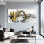 Ensemble de 3 impressions d'art sur toile, "Golden Bridge Cityscape Reflection"-2143676374