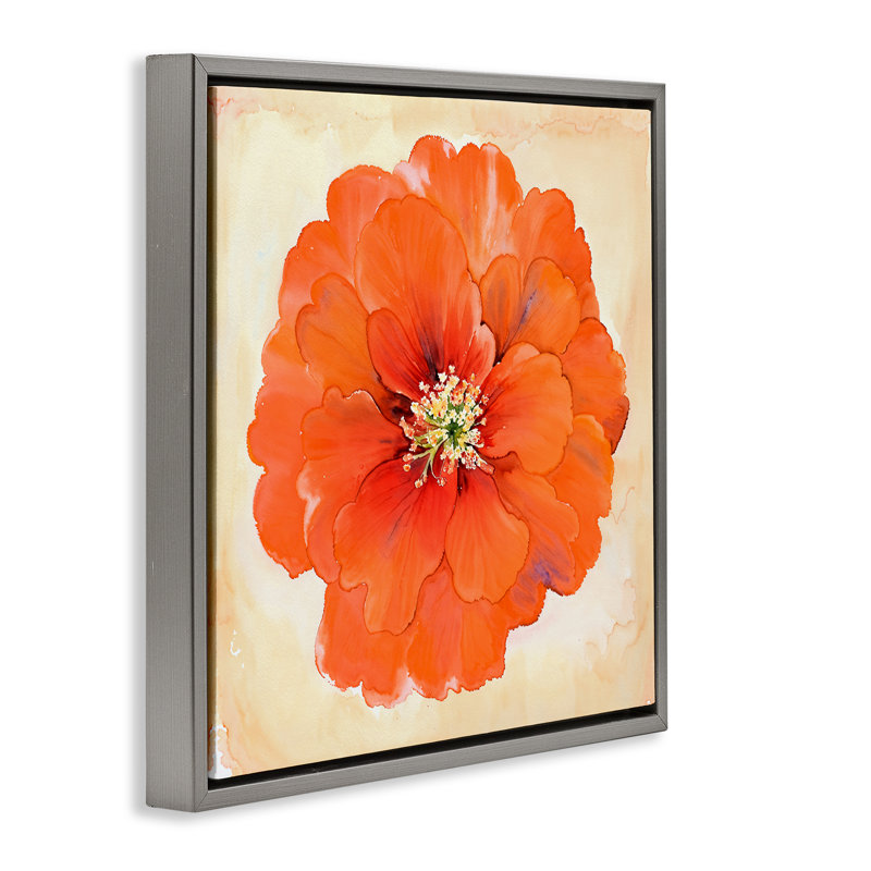"Mixed Media Flowers", art mural encadré par Christine Zalewski, Cadre flottant gris lustré, H 25 po x l 25 po