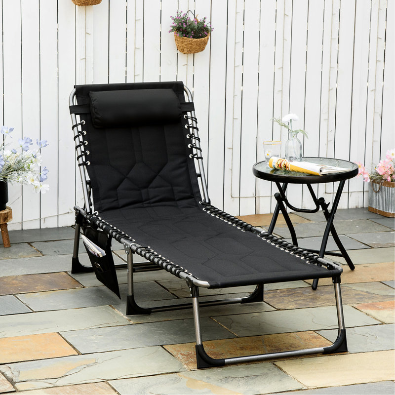 Chaise de plage extérieure - 6 niveaux, inclinable, rembourrée, pour cour, patio, piscine, camping