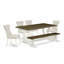 Cet ensemble de table de salle à manger 7 pièces comprend un fauteuil Parson en bois patiné et 6 chaises parsemées de tissu lin lin avec dossier capitonné - Lin brossé blanc-451015405-516785988-516785987