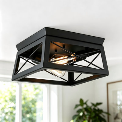 2-Light Flush Mount with Barnwood Accents