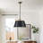 W18" Modern Black Semi-flush Mount Ceiling Light/pendant 2 In 1– Versatile Design With Elegant Gold Accents