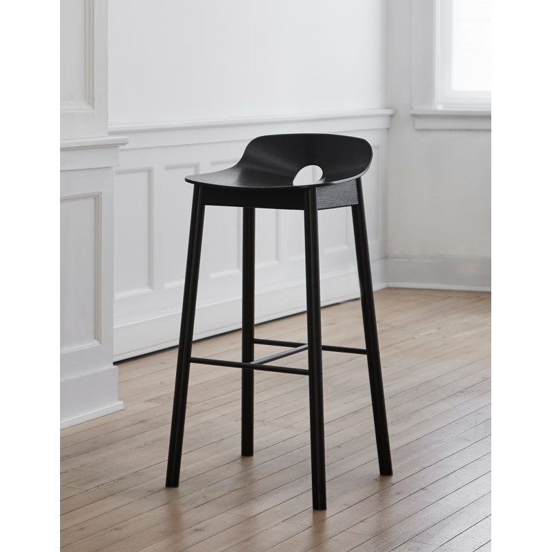 Mono Bar Stool, Counter Stool (25.59'' Seat Height), Oak/Black