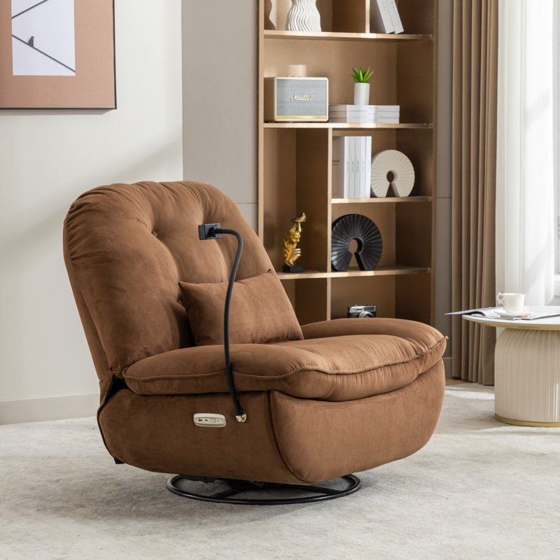 Fauteuil inclinable électrique pivotant avec chargeur USB, lecteur de musique Bluetooth et plusieurs modes de fonctionnement pour le sommeil, le travail et les loisirs, fauteuil inclinable
